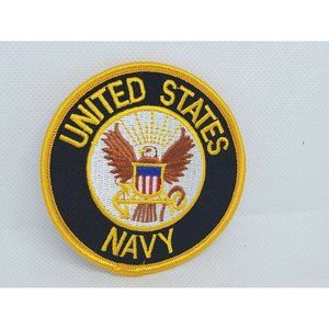 United States Patriotic Navy Logo Black Yellow Jacket Bag Sew On Patch